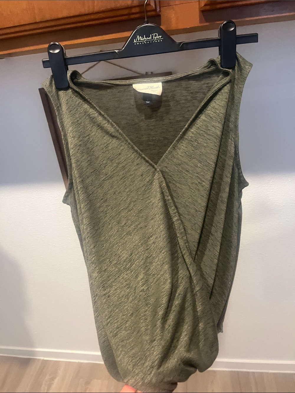 Universal Thread Olive Green Draped Surplice Tank